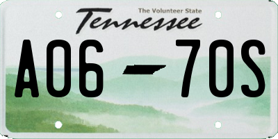 TN license plate A0670S