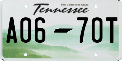 TN license plate A0670T