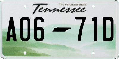 TN license plate A0671D