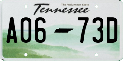 TN license plate A0673D