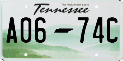 TN license plate A0674C