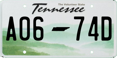TN license plate A0674D