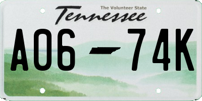 TN license plate A0674K