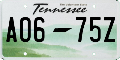 TN license plate A0675Z