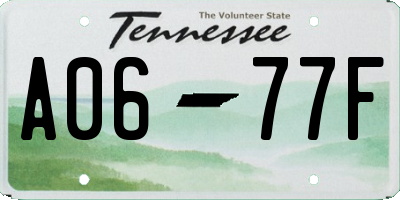 TN license plate A0677F