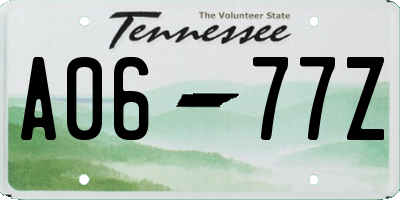 TN license plate A0677Z