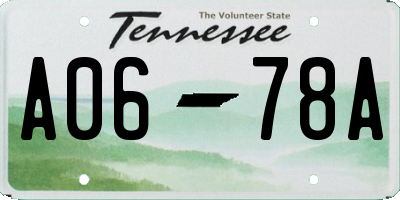 TN license plate A0678A