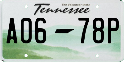 TN license plate A0678P