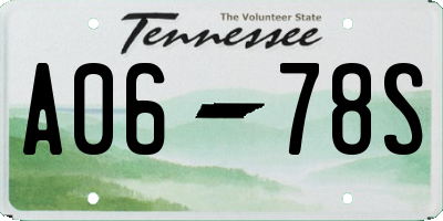 TN license plate A0678S