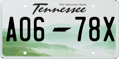 TN license plate A0678X