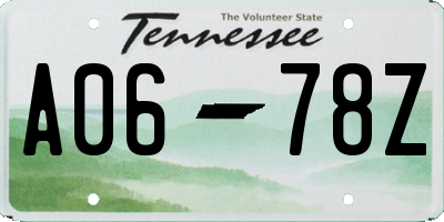 TN license plate A0678Z