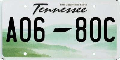 TN license plate A0680C