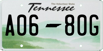 TN license plate A0680G