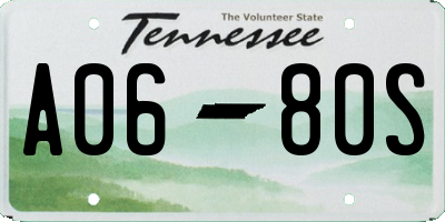 TN license plate A0680S