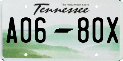 TN license plate A0680X
