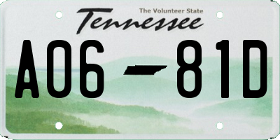 TN license plate A0681D