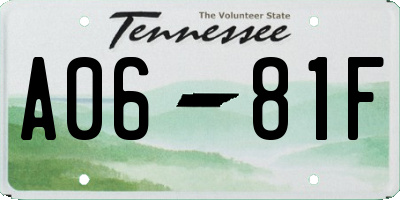 TN license plate A0681F