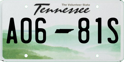 TN license plate A0681S