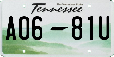 TN license plate A0681U