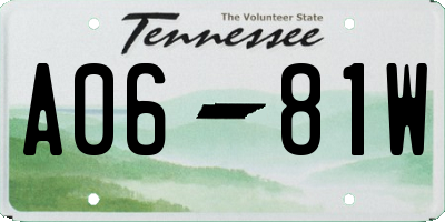 TN license plate A0681W