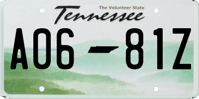 TN license plate A0681Z