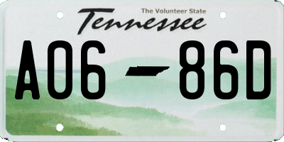 TN license plate A0686D