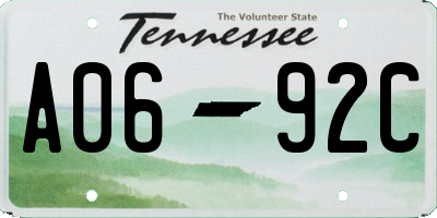 TN license plate A0692C