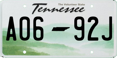 TN license plate A0692J