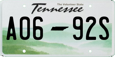 TN license plate A0692S