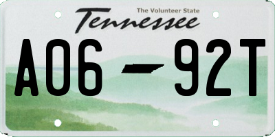 TN license plate A0692T