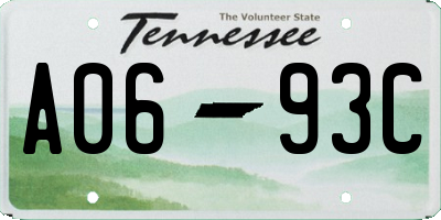 TN license plate A0693C