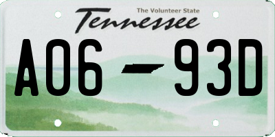 TN license plate A0693D