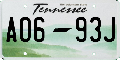 TN license plate A0693J
