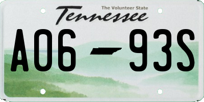 TN license plate A0693S