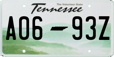 TN license plate A0693Z