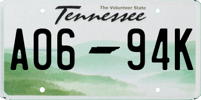 TN license plate A0694K