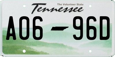 TN license plate A0696D