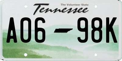 TN license plate A0698K