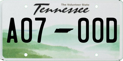 TN license plate A0700D