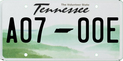 TN license plate A0700E