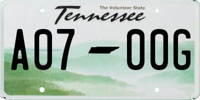 TN license plate A0700G