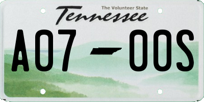 TN license plate A0700S