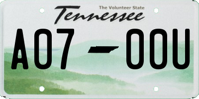 TN license plate A0700U