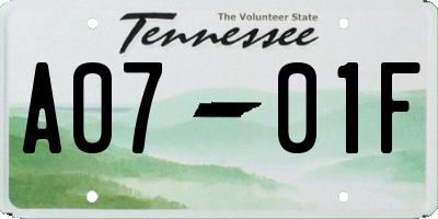 TN license plate A0701F