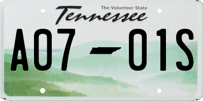 TN license plate A0701S