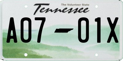 TN license plate A0701X