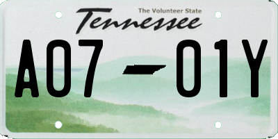 TN license plate A0701Y