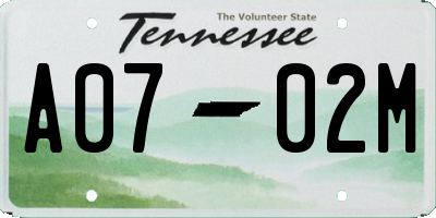 TN license plate A0702M