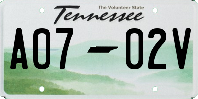 TN license plate A0702V