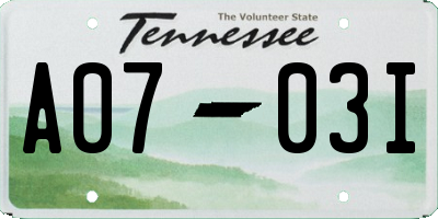 TN license plate A0703I